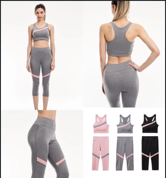 Abbigliamento fitness donna da palestra set leggings top completo sportivo  yoga