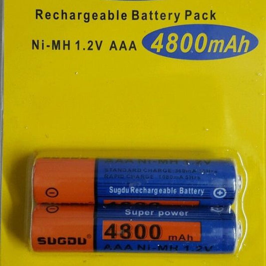 2 COPPIE Batterie Pile Stilo AA Ricaricabili 4800 mAh NI-MH 1,2 V